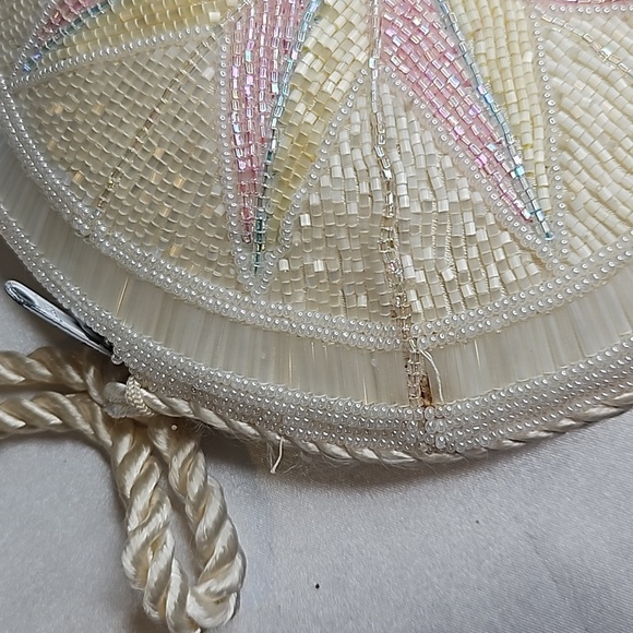 La Regale Vintage Beaded Handbag Round Pink Blue White - Picture 5 of 6